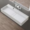 Waschbecken 6028, Weiß, 120 x 40 cm, verdeckter Abfluss, ohne Hahnloch, Aufsatzmontage, Mineralwerkstoff