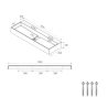 Waschbecken 6028, Weiß matt, 120 x 40 cm, verdeckter Ablauf, mit 2 Hahnbohrungen, Aufsatzmontage, Mineralwerkstoff