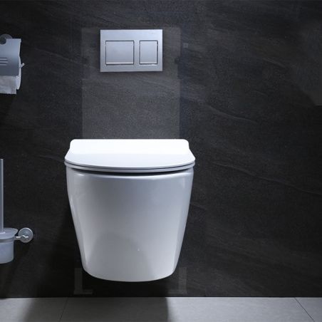 WC-Schüssel mit Bidetfunktion, Taharet, Warm-/Kaltwasserarmatur, Weiß, wandhängend , Soft-Close Deckel, 55x36 cm, Angi