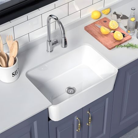 Küchenspüle, Frontschürze, offen, Farmhouse-Stil, 61x45 cm, Weiß, Etna