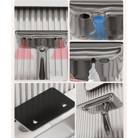 Waschbeckenarmatur, Digitales LED-Display, Wasser- und Seifensensor, 3-Liter-Reservoir inklusive, Schwarz, Anais