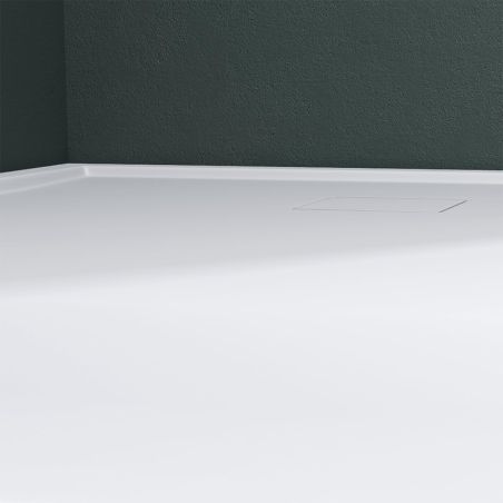 Duschwanne GEO8, Marmorverbundstoff, verdeckte Ablaufrinne, 5 cm Höhe, 80-90 x 120-140 cm