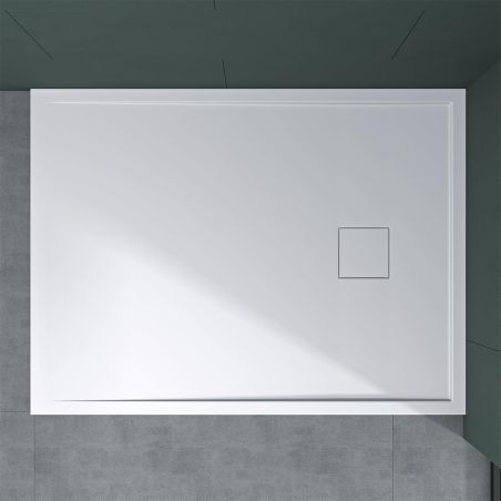 Duschwanne GEO8, Marmorverbundstoff, verdeckte Ablaufrinne, 5 cm Höhe, 80-90 x 120-140 cm