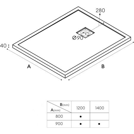 Duschwanne GEO8, Marmorverbundstoff, verdeckte Ablaufrinne, 5 cm Höhe, 80-90 x 120-140 cm