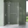 Glasduschkabine 04, feste Wand und Flügeltür, 6 mm Sicherheitsglas, Größe 75-100 x 90-140 cm
