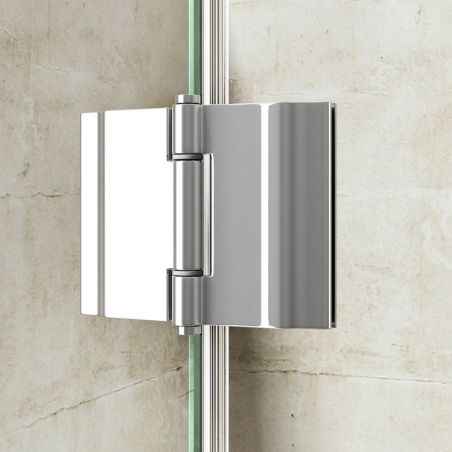 Glasduschkabine 04, feste Wand und Flügeltür, 6 mm Sicherheitsglas, Größe 75-100 x 90-140 cm