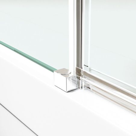 Glasduschkabine 04, feste Wand und Flügeltür, 6 mm Sicherheitsglas, Größe 75-100 x 90-140 cm