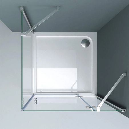 Duschkabine EGO-05, feste Wand und Batanta-Tür, 6 mm Sicherheitsglas, transparent, Maße 70-100 x 90-140 cm