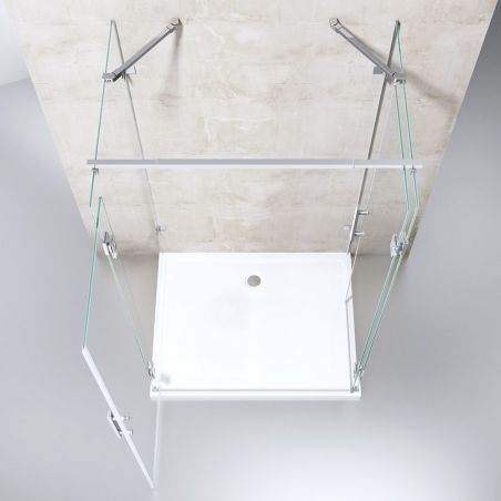 Duschkabine 40, 3 Seiten, Flügeltüren mit 180-Grad-Öffnung, 8 mm Glas, Maße 80-90 x 120 cm