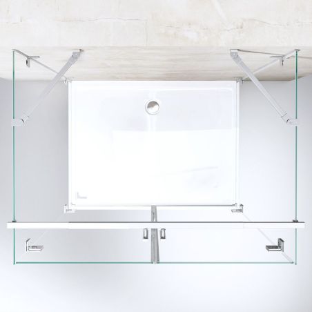 Duschkabine 40, 3 Seiten, Flügeltüren mit 180-Grad-Öffnung, 8 mm Glas, Maße 80-90 x 120 cm