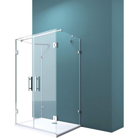 Duschkabine 40, 3 Seiten, Flügeltüren mit 180-Grad-Öffnung, 8 mm Glas, Maße 80-90 x 120 cm