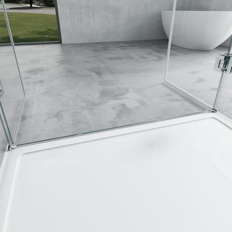 Duschkabine 40, 3 Seiten, Flügeltüren mit 180-Grad-Öffnung, 8 mm Glas, Maße 80-90 x 120 cm