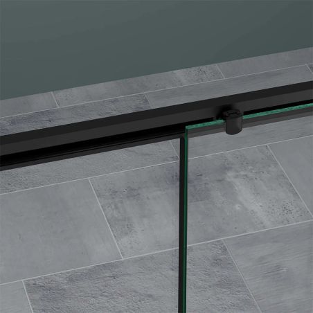 Duschkabine Ego 12, mattschwarz, 80,90,100 x 100,120,140 cm, 6 mm Sicherheitsglas, feste Wand, Schiebetür, Easy Clean