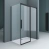 Duschkabine Ego 12, mattschwarz, 80,90,100 x 100,120,140 cm, 6 mm Sicherheitsglas, feste Wand, Schiebetür, Easy Clean