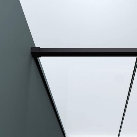 Duschkabine Ego 12, mattschwarz, 80,90,100 x 100,120,140 cm, 6 mm Sicherheitsglas, feste Wand, Schiebetür, Easy Clean