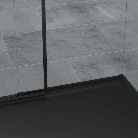Duschkabine Ego 12, mattschwarz, 80,90,100 x 100,120,140 cm, 6 mm Sicherheitsglas, feste Wand, Schiebetür, Easy Clean