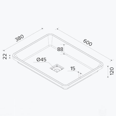 Waschbecken 104, Weiß, glänzend, 60-53x33-38 cm, halb eingebaut, Marmorverbundstoff, verdeckter Abfluss