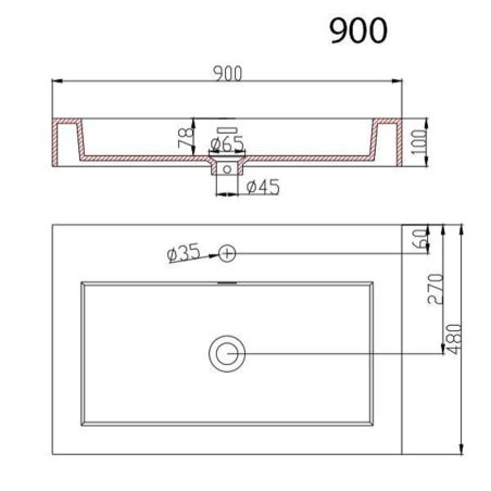 Waschbecken 18, Weiß, hängend, halb eingebaut oder auf der Arbeitsplatte montiert, 60, 73 oder 90 cm, Marmorverbundstoff