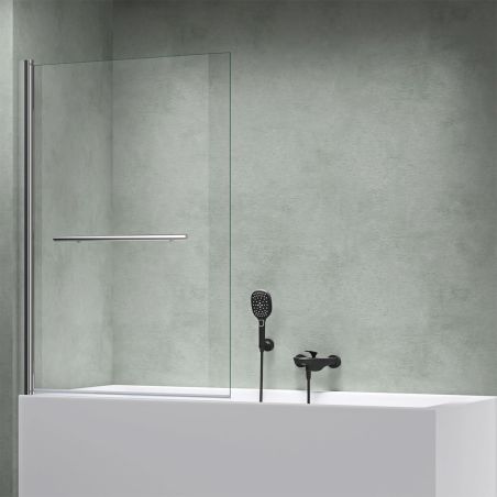 Badewannenabtrennung EGO-1121, 6 mm Sicherheitsglas, transparent oder teilweise sandgestrahlt, 94 x 140 cm, um 180° schwenkbar