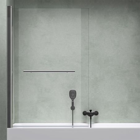 Badewannenabtrennung EGO-1121, 6 mm Sicherheitsglas, transparent oder teilweise sandgestrahlt, 94 x 140 cm, um 180° schwenkbar