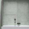 Badewannenabtrennung EGO-1121, 6 mm Sicherheitsglas, transparent oder teilweise sandgestrahlt, 94 x 140 cm, um 180° schwenkbar