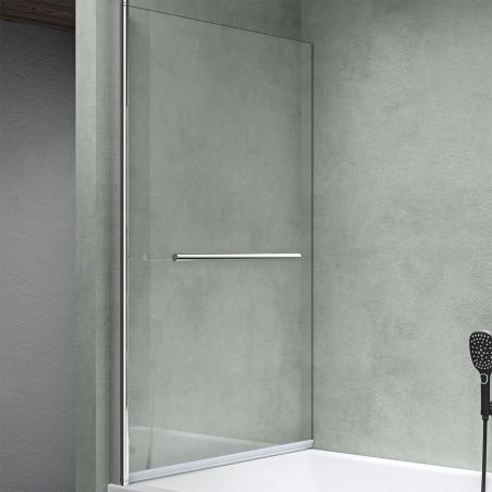 Badewannenabtrennung EGO-1121, 6 mm Sicherheitsglas, transparent oder teilweise sandgestrahlt, 94 x 140 cm, um 180° schwenkbar