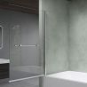 Badewannenabtrennung EGO-1121, 6 mm Sicherheitsglas, transparent oder teilweise sandgestrahlt, 94 x 140 cm, um 180° schwenkbar