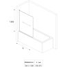 Badewannenabtrennung EGO-1121, 6 mm Sicherheitsglas, transparent oder teilweise sandgestrahlt, 94 x 140 cm, um 180° schwenkbar