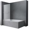 Badewannenabtrennung EGO-1121, 6 mm Sicherheitsglas, transparent oder teilweise sandgestrahlt, 94 x 140 cm, um 180° schwenkbar