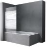 Badewannenabtrennung EGO-1121, 6 mm Sicherheitsglas, transparent oder teilweise sandgestrahlt, 94 x 140 cm, um 180° schwenkbar