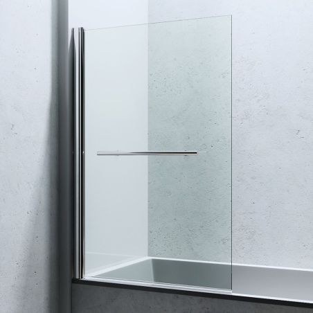 Badewannenabtrennung EGO-1121, 6 mm Sicherheitsglas, transparent oder teilweise sandgestrahlt, 94 x 140 cm, um 180° schwenkbar