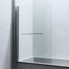 Badewannenabtrennung EGO-1121, 6 mm Sicherheitsglas, transparent oder teilweise sandgestrahlt, 94 x 140 cm, um 180° schwenkbar