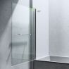 Badewannenabtrennung EGO-1121, 6 mm Sicherheitsglas, transparent oder teilweise sandgestrahlt, 94 x 140 cm, um 180° schwenkbar