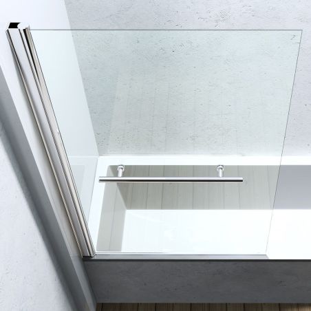 Badewannenabtrennung EGO-1121, 6 mm Sicherheitsglas, transparent oder teilweise sandgestrahlt, 94 x 140 cm, um 180° schwenkbar