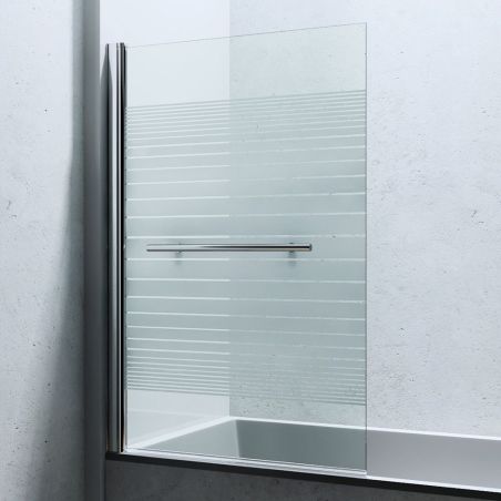 Badewannenabtrennung EGO-1121, 6 mm Sicherheitsglas, transparent oder teilweise sandgestrahlt, 94 x 140 cm, um 180° schwenkbar