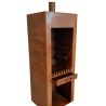 Kamin mit Grill, Gartenkamin, Rost, 1,5 mm Cortenstahl, Stauraum für Holz, 60 x 50 x 150 cm, Atlas