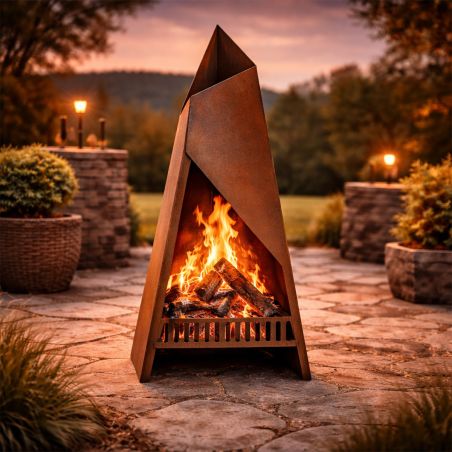 Kamin, Feuerstelle, Maße: 46 x 40 x 97 cm, 2,5 mm Cortenstahl, Inferno