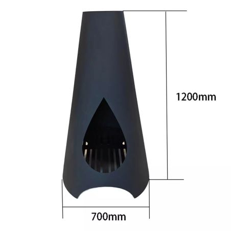 Kamin, Feuerstelle, Schwarz, Höhe 120 cm, 1,5 mm Cortenstahl, Hades