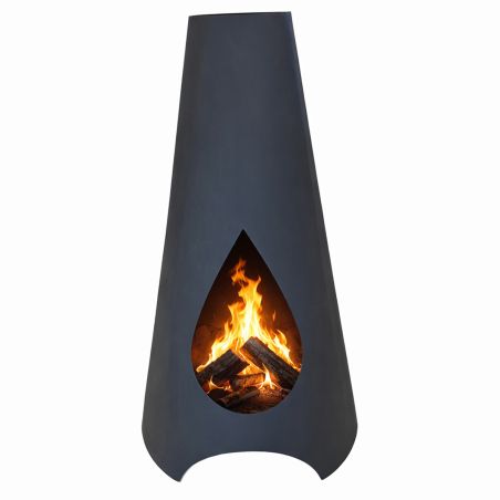 Kamin, Feuerstelle, Schwarz, Höhe 120 cm, 1,5 mm Cortenstahl, Hades