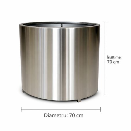 Zylindrischer Blumenkasten, Durchmesser 50, 70, 100 cm, Edelstahl 1 mm, matt verchromt, Polaris