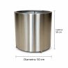 Zylindrischer Blumenkasten, Durchmesser 50, 70, 100 cm, Edelstahl 1 mm, matt verchromt, Polaris