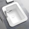 Waschbecken, glänzend weiß, halb eingelassen, mit Armaturenloch, Sanitärkeramik, 60x44 cm, Monza