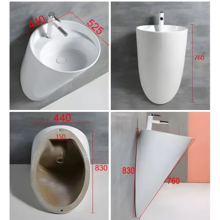 Waschbecken, Wandmontage, 52 x 44 cm, glänzend weiß, Sanitärkeramik, Angi