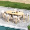 Gartenmöbel-Set, 6 Stühle, ausziehbarer Tisch, für Terrasse, Garten, aus Aluminium und Seilgeflecht, inklusive Kissen, Riviera