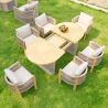 Gartenmöbel-Set, 6 Stühle, ausziehbarer Tisch, für Terrasse, Garten, aus Aluminium und Seilgeflecht, inklusive Kissen, Riviera