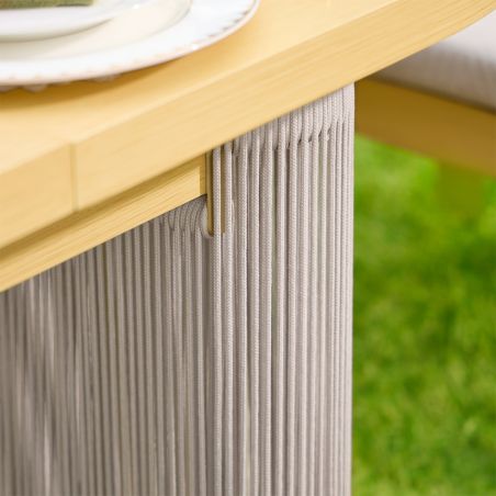 Gartenmöbel-Set, 6 Stühle, ausziehbarer Tisch, für Terrasse, Garten, aus Aluminium und Seilgeflecht, inklusive Kissen, Riviera