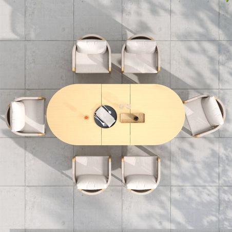 Gartenmöbel-Set, 6 Stühle, ausziehbarer Tisch, für Terrasse, Garten, aus Aluminium und Seilgeflecht, inklusive Kissen, Riviera