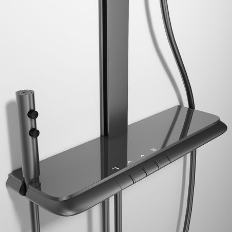 Dusch- und Badewannensystem, 2 Handbrausen, Armatur mit Piano-Tasten, 3 Funktionen, Wandmontage, Stahl, Gun Grey, Serano