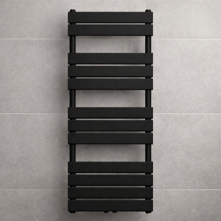 Heizkörper, Handtuchheizkörper aus Stahl, Mattschwarz, Größe: 120-140-160x50 cm, Nadir