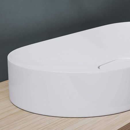 Waschbecken EGO 826, Mattweiß, verdeckter Abfluss, 71 x 35,5 cm, Marmor-Verbundwerkstoff, Aufsatzmontage